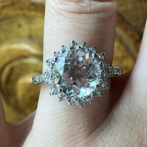 Natural White Topaz Sterling Silver Cocktail Ring Size 7